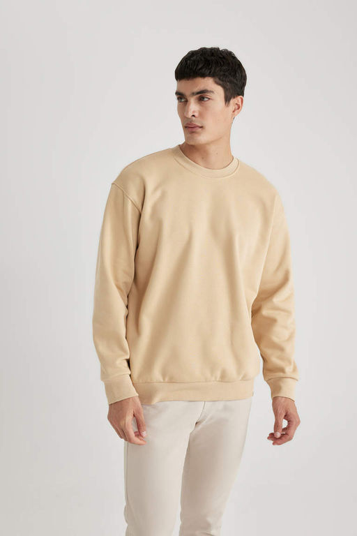Базовый свитшот Oversize с круглым вырезом - Defacto фото 3
