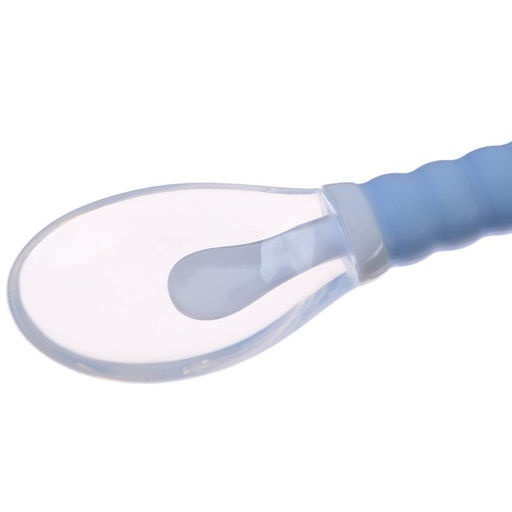 Ложка силиконовая детская на присоске, в контейнере, цвет голубой - Крошка я фото 4
