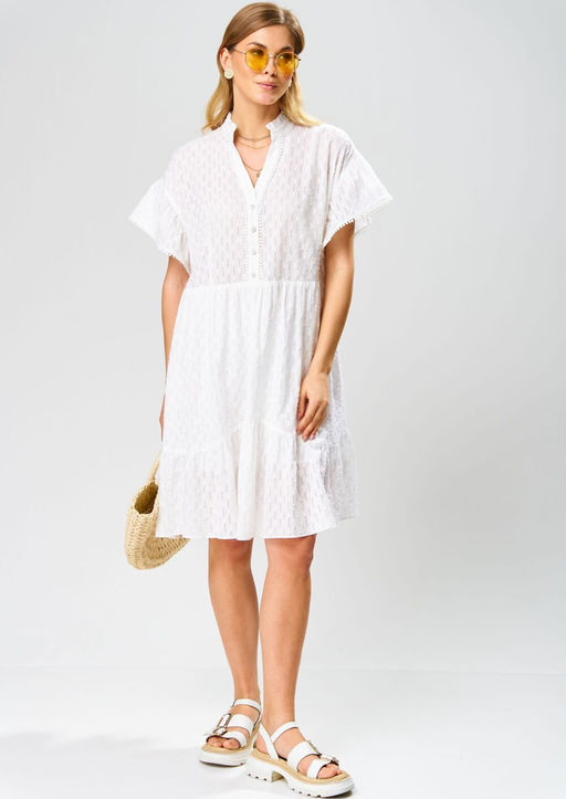 Платье LAIKONY 123 молочный, шитье с полоской