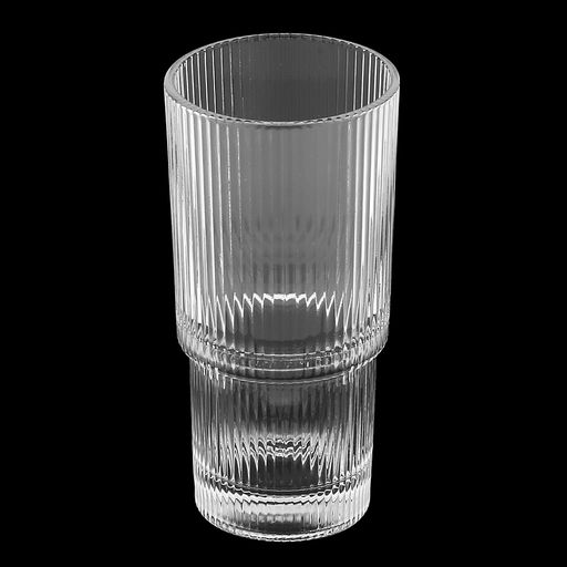 Стакан стеклянный "Помпеи" 300мл, д6,7см, h14см, основание 5см, рифленый, штабелируемый (h5,5см), набор 6шт (Китай)