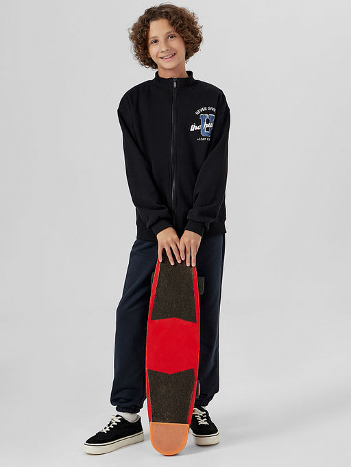 Толстовка для мальчиков черная с принтом never give up - Mark formelle фото 7