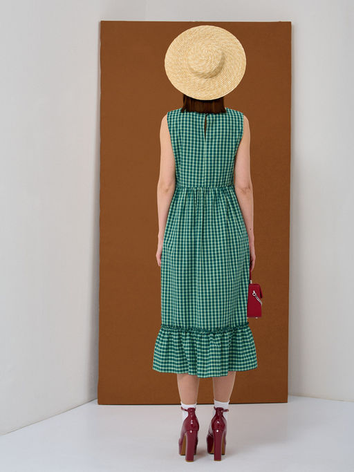 Платье хлопок клетка зеленая - Tantino фото 4