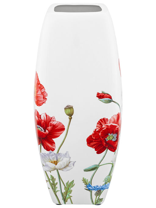 Ваза 3 л 12,5*12,5*30 см "Маки" квадрат, NEW BONE CHINA