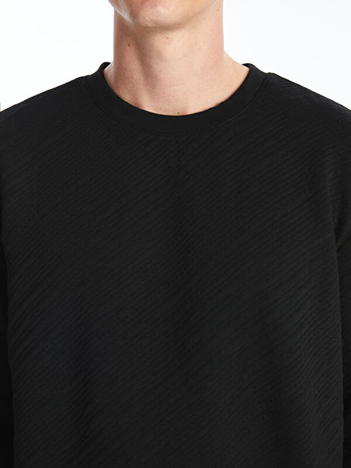 Bisiklet Yaka Uzun Kollu Erkek Sweatshirt