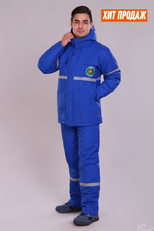 Костюм скорой помощи утепленный мужской 43 СиСу. Цвет: васильковый - Стильб фото 4