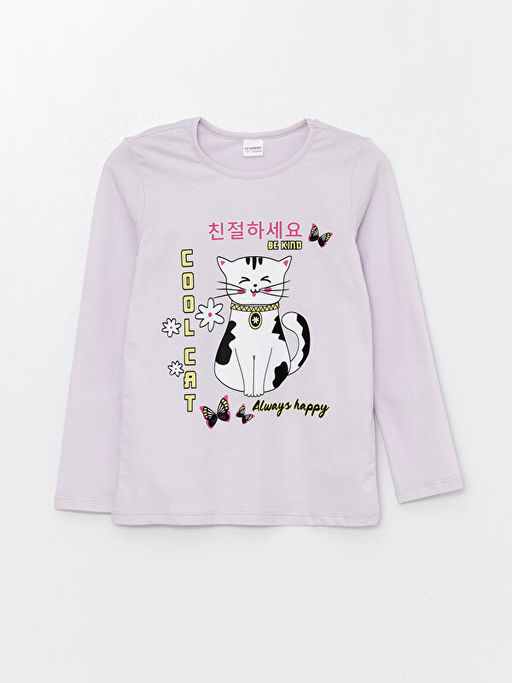 Bisiklet Yaka Bask?l? Uzun Kollu K?z ?ocuk Pijama Tak?m? - Waikiki фото 2