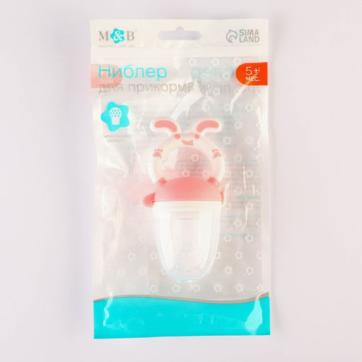 Ниблер для прикорма M&B «Зайчик», с силиконовой сеточкой, розовый