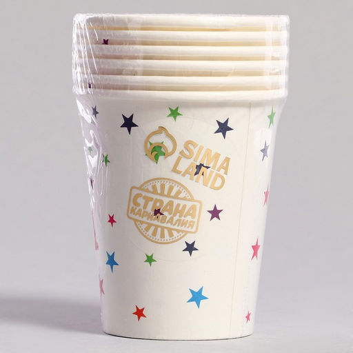 Стаканы бумажные С днём рождения со звёздочками, 6 шт - Страна карнавалия фото 3