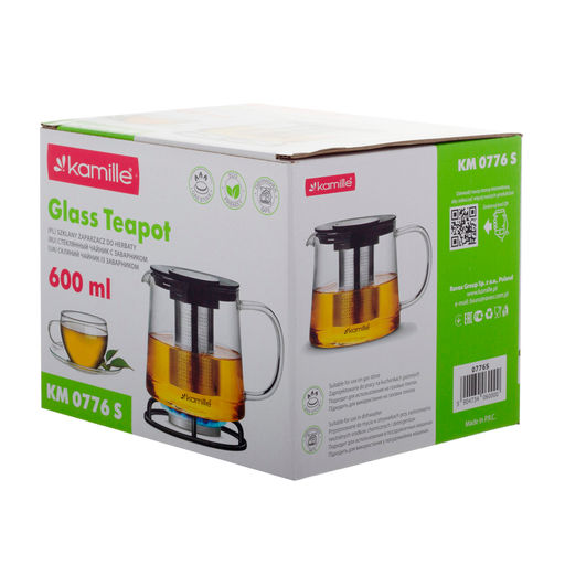 Чайник заварочный 600 мл стекло/пласт арт. 0776S