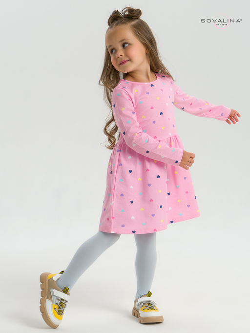 Платье Эля цветные сердечки на розовом - Sovalina фото 36