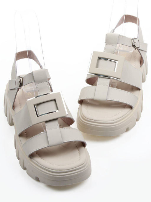 08-PEY195-2 LT. BEIGE Босоножки женские (натуральная кожа)