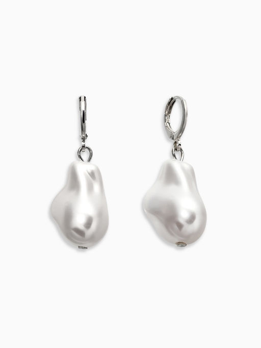 Серьги "Жемчуг барокко", цвет белый в серебре