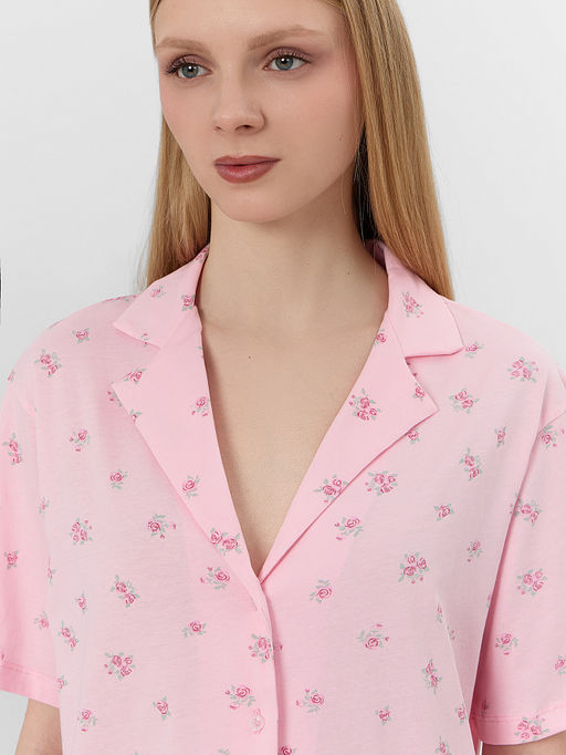 Комплект домашний женский розовый с цветочным принтом - Mark formelle фото 6
