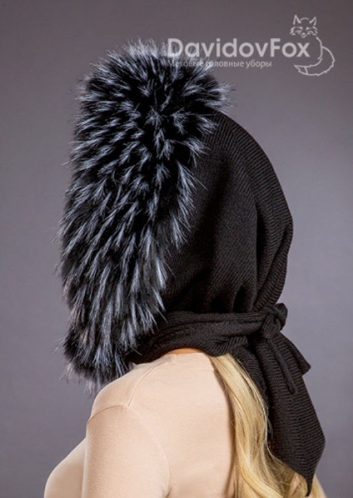 Платок трикотаж экомех енот блэк - Davidovfox фото 6