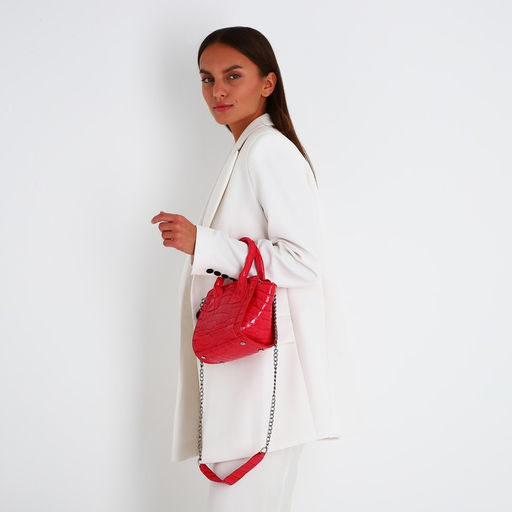 Сумка женская тоут на молнии, 18.5×8×15 см, розовая