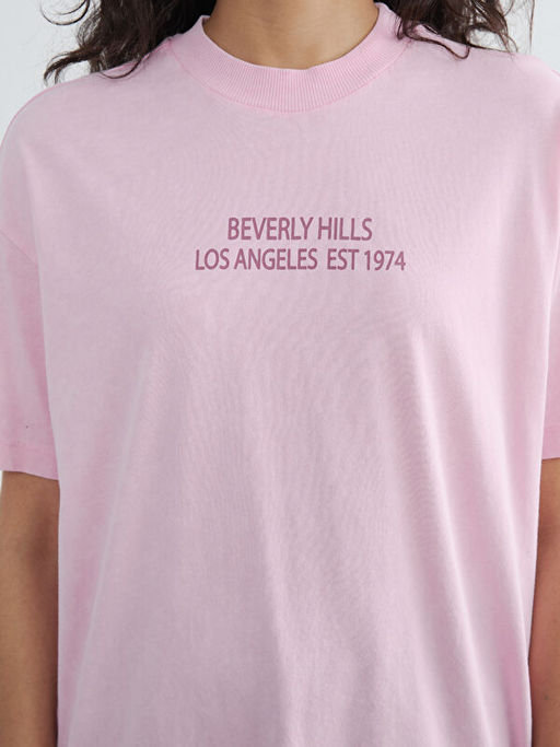 Bisiklet Yaka Bask?l? Kad?n Ti??rt