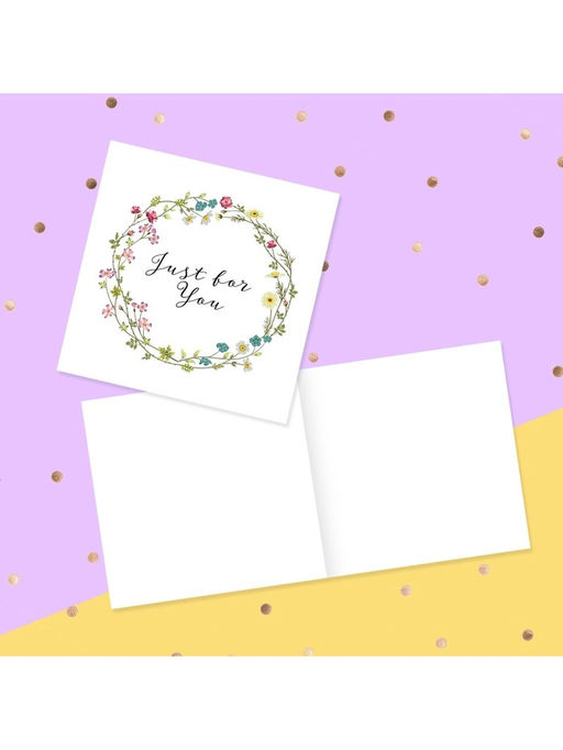 Цена за 20 шт. Открытка‒мини Just for you, цветочный веночек, 7×7 см