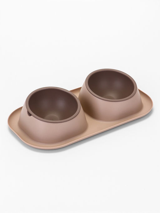 Миска для животных Дубль Мини 0.2 л, Soft-touch, каппучино