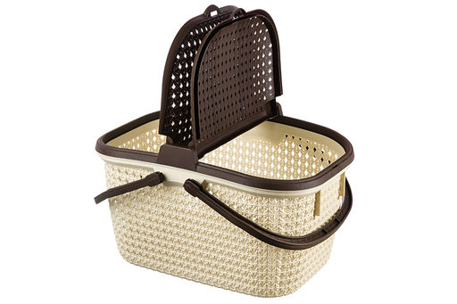 Корзина для пикника 25 л 46*35*27,5 см Паола с 2-мя крышками бежево-коричневая (модель 428) - Elan gallery фото 5