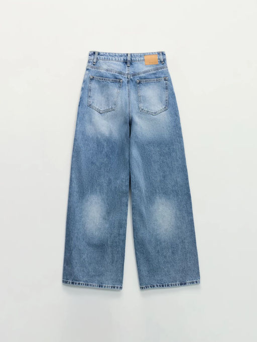 Джинсы wide leg с цветочной вышивкой / Zarina фото 2