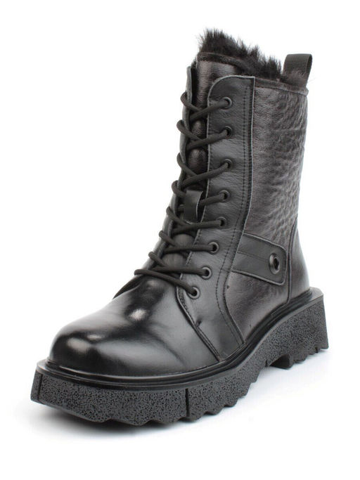 04-YPM5827A BLACK Ботинки зимние женские (натуральная кожа, натуральный мех)