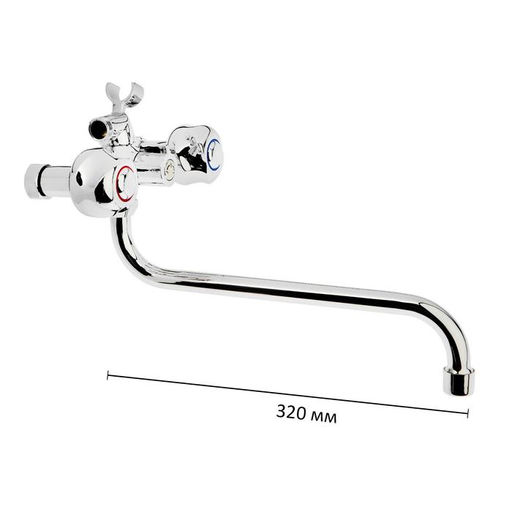 Смеситель для ванны Accoona A87177, двухвентильный, с душевым набором, силумин, хром