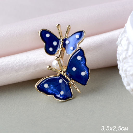Брошь Бабочки 2,5 см / GM273-12 /уп 12/ с жемчугом - Галеонтрейд фото 2