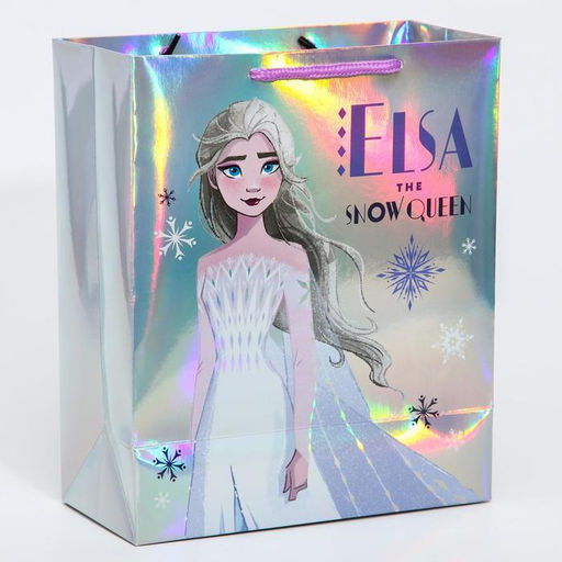 Пакет подарочный, 25×21×10 см, голография, упаковка, Холодное сердце