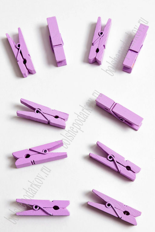 Прищепки деревянные 35 мм (100 шт) SF-2899, фиолетовый