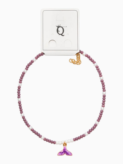 Чокер "Морской мир" хвост русалки с жемчугом, цвет фиолетово-белый в золоте