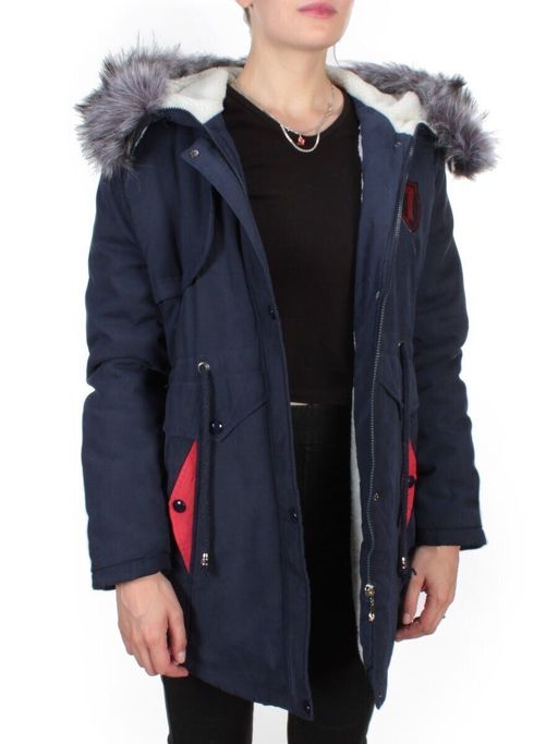 537 DARK BLUE Куртка парка зимняя женская KSV (100 гр. тинсулейт + искусственный мех) - Фабричный китай фото 6