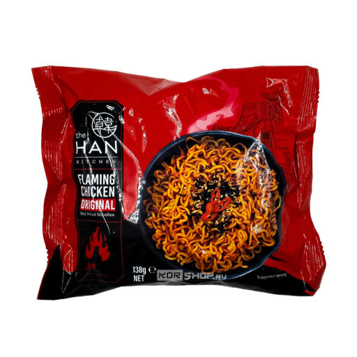 Лапша б/п острая со вкусом курицы в оригинальном соусе Flaming Chicken Original The Han Kitchen, Корея, 138 г Акция