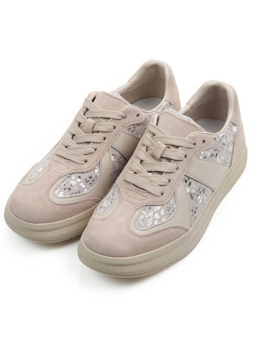 03-A1024-5 BEIGE Полуботинки спортивные женские (натуральная замша,натуральная кожа)