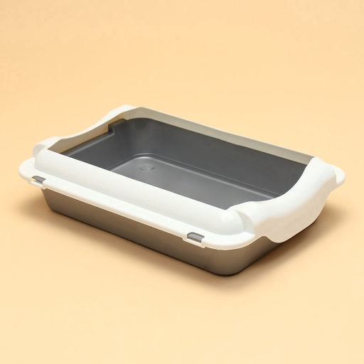 Туалет средний с бортом 36×26×9, серый/белый