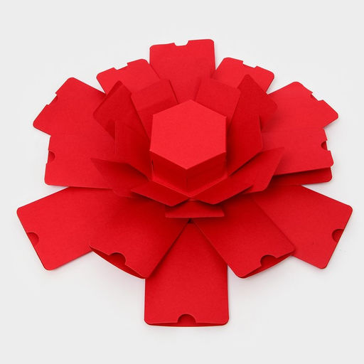 Коробка - сюрприз раскладушка, красная, с лентой и двойным скотчем для сборки, 19×13 см