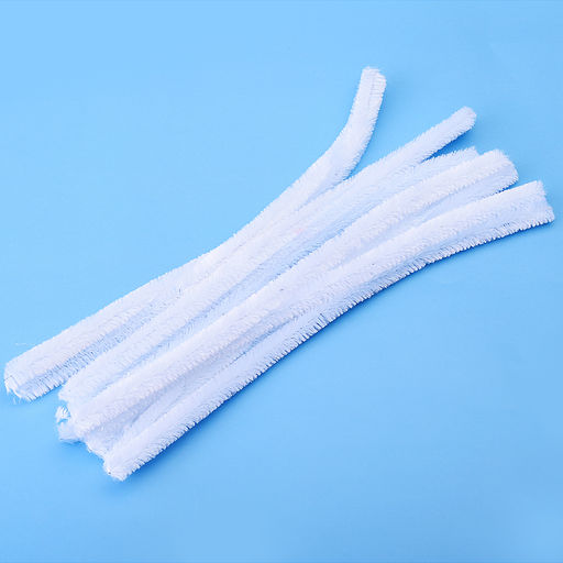 Проволока пушистая Шенил для творчества 1,5x30 см, 10 шт, цвет белый, в пластиковом пакете с блистерным подвесом