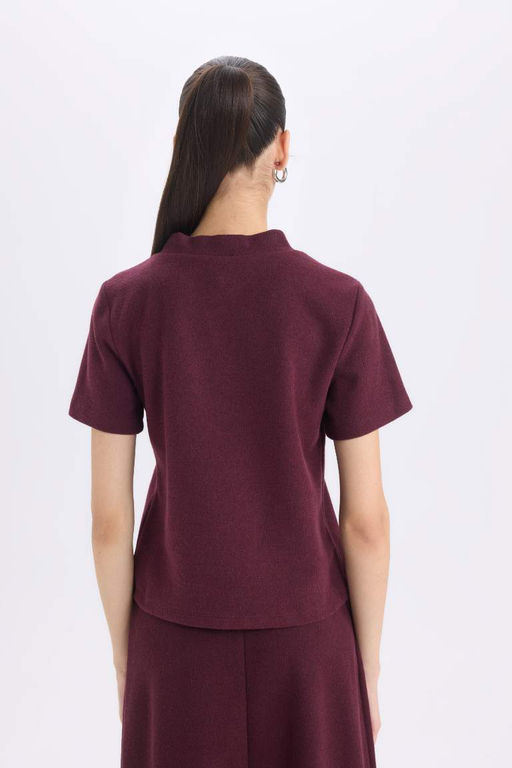 Slim Fit Slim Fit Полуводолазка Повседневная футболка с коротким рукавом - Defacto фото 6
