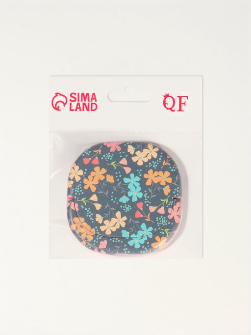 Зеркало карманное «Узор», с подставкой, 8×8 см, чёрное