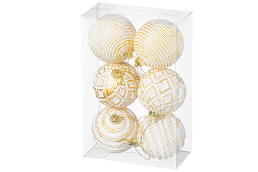 Набор 6 новогодних шаров 8*8 см Золотой винтаж шампань с эффектом старины - Elan gallery фото 6