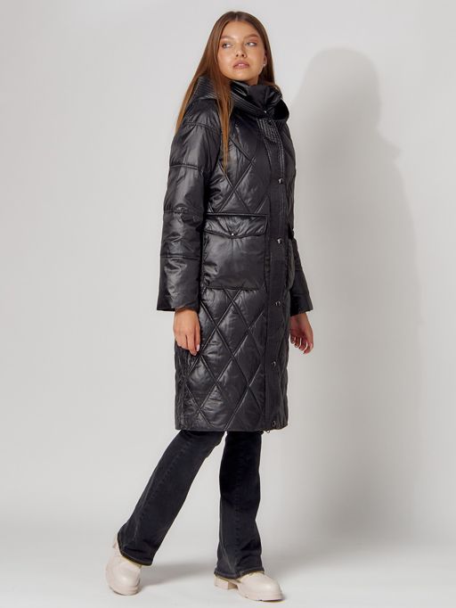 Пальто утепленное стеганое зимнее женское черного цвета 448602Ch - Mtforce фото 11