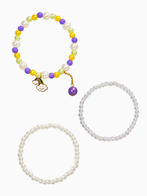 Цена за 2 шт. Браслет детский «Выбражулька», 3 шт. набор, радуга с подвеской, жемчуг, цветной