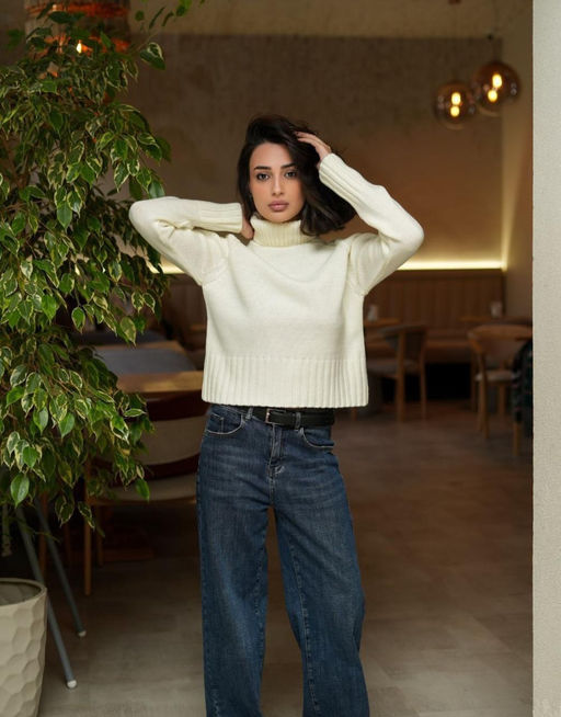 K13187 Джемпер (вязаный трикотаж) СЛИВКИ