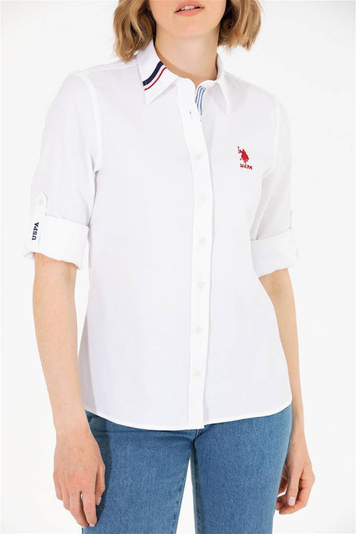 Женская белая рубашка с длинным рукавом Неожиданная скидка в корзине - U.s. polo assn фото 6