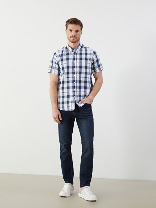 Regular Fit K?sa Kollu Ekose Erkek G?mlek