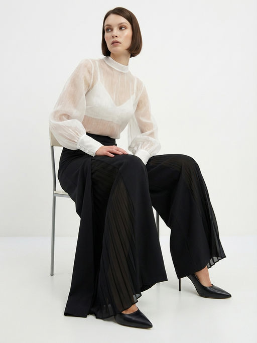 Блузка из органзы со съемным воротником OD-930-1 синий