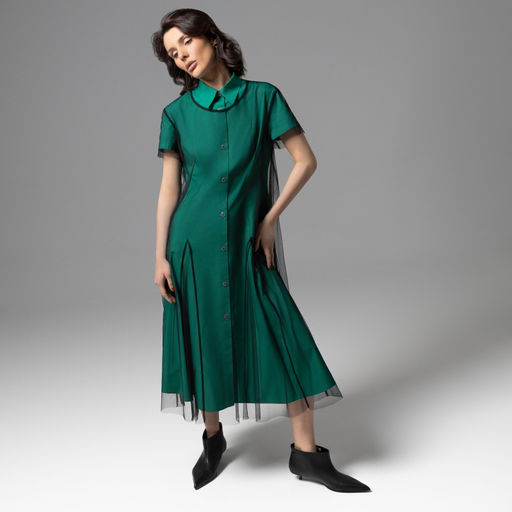 Платье-рубашка с накидкой из сетки, Стильное самообладание ( 2 в 1)