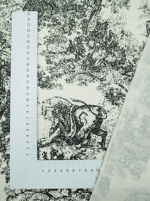 Муслин двухслойный с эф.жатости Туаль де Жуи-Дикий мир цв.черный, ш.1.4м, хлопок-100%, 120гр/м.кв - Купава фото 4