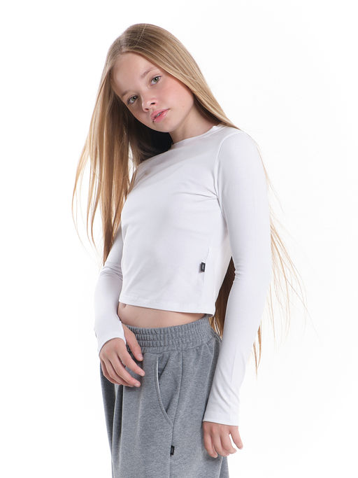 Лонгслив трикотажный спортивный с вырезом для пальца 22-7695 черный - Mini maxi фото 31