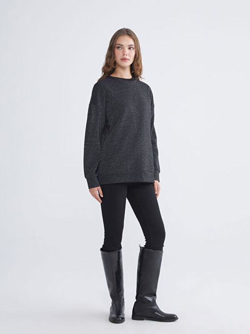 Bisiklet Yaka Oversize Kad?n Sweatshirt Tunik