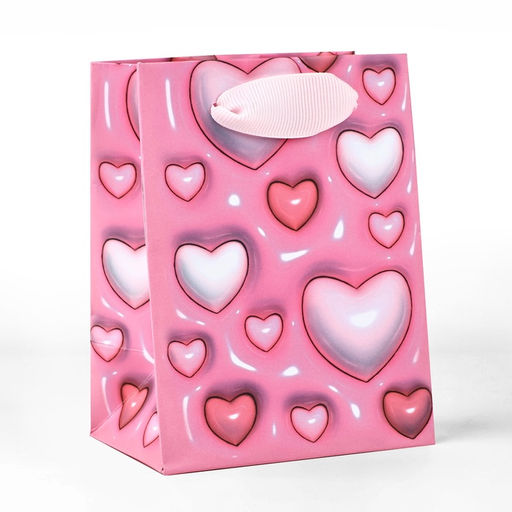 Цена за 4 шт. Пакет ламинированный «Сердца», 9 х 12 х 6.5 см